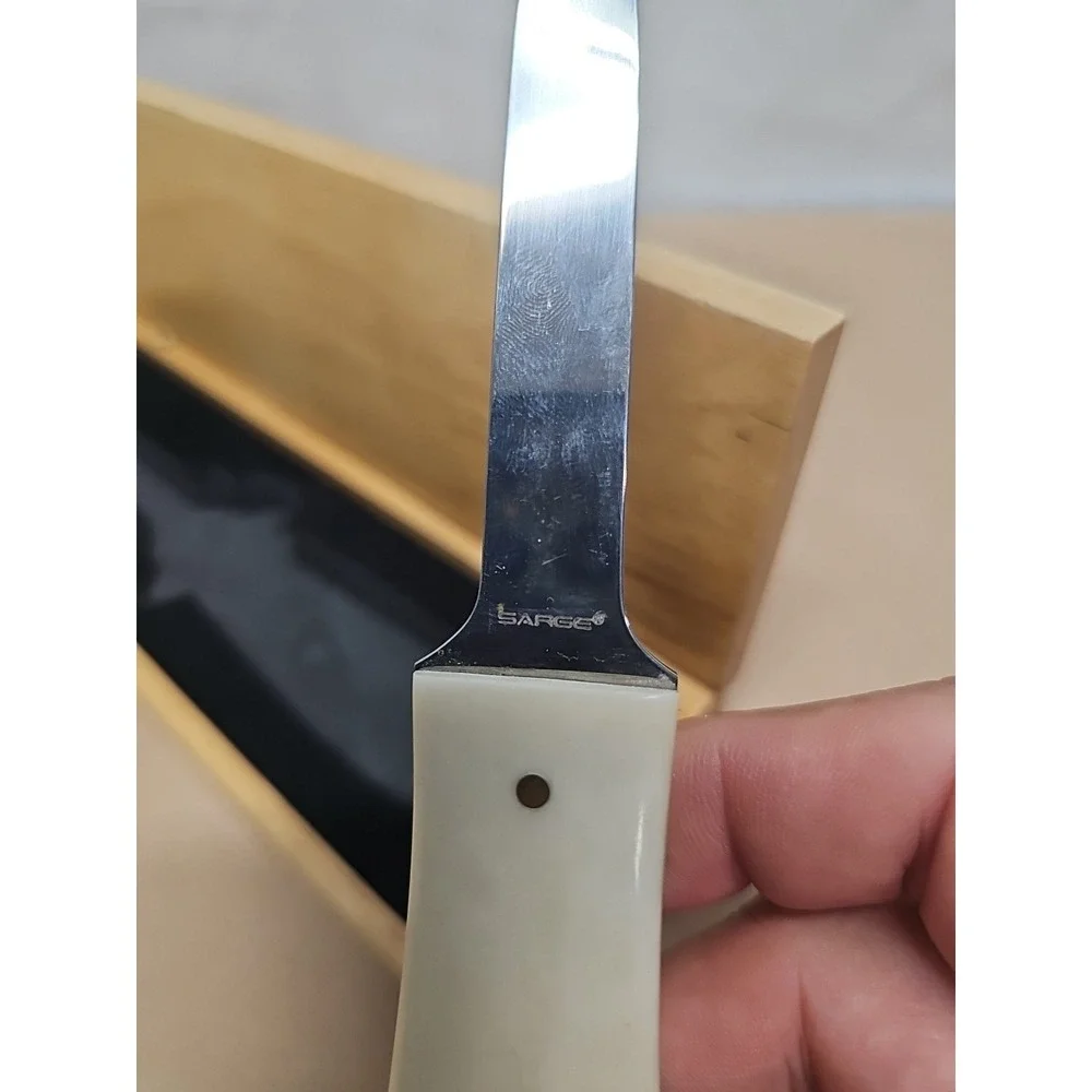 Sarge International Shucker Oyster Knife Natural Bone‎ Handle In Wood Box GOOGLE